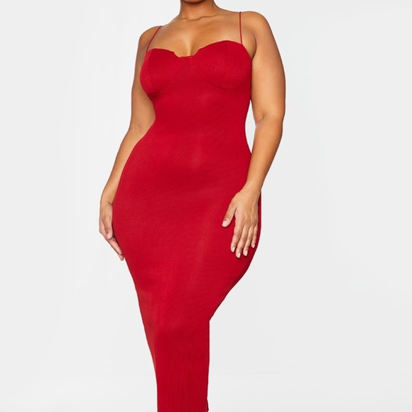 PrettyLittleThing Dresses & Skirts - Pretty Little Thing Crinkle Ribbed Midi Dress Size 16